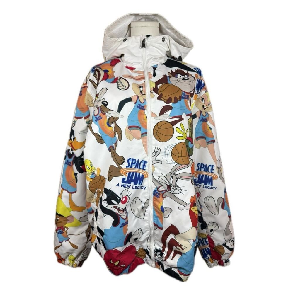 Members Only Looney Tunes NEW LEGACY Men's Windbreaker Hooded Jacket sz L